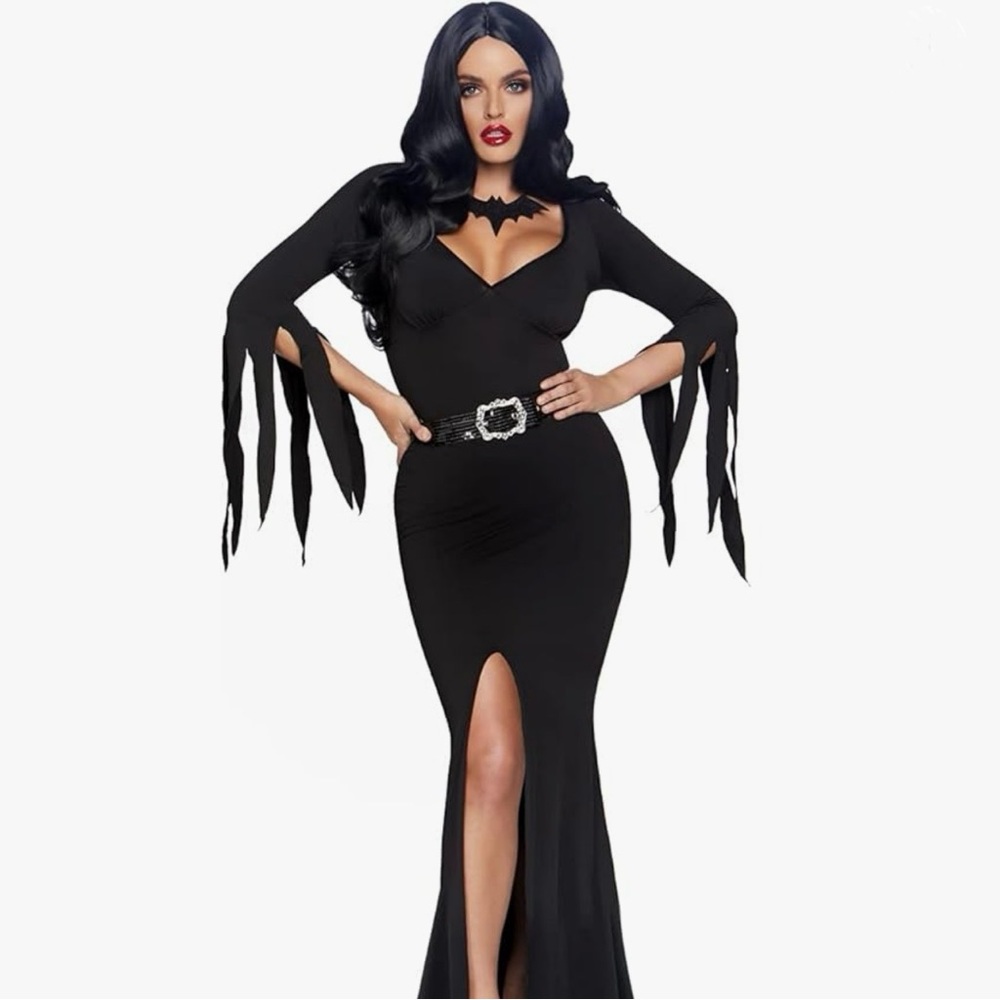 Morticia Addams family costume Black Evening Gown